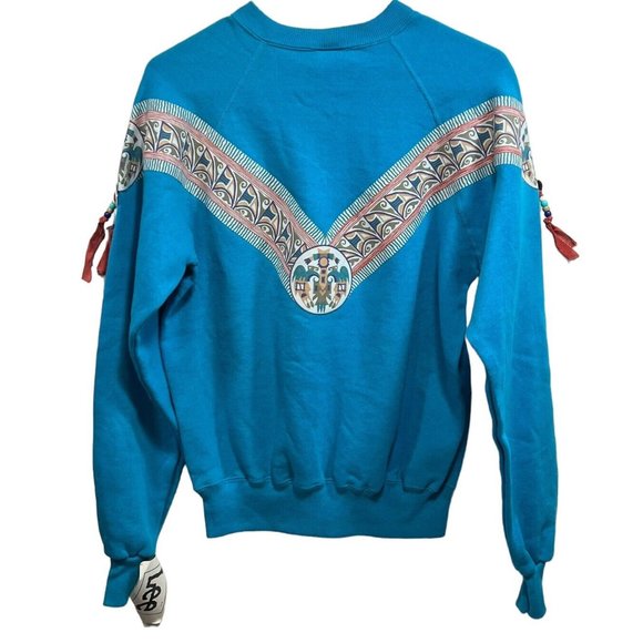 NOS Vtg LEE Sweatshirt Embellished Southwestern Aztec Sweatshirt USA Womens Med - Picture 2 of 7